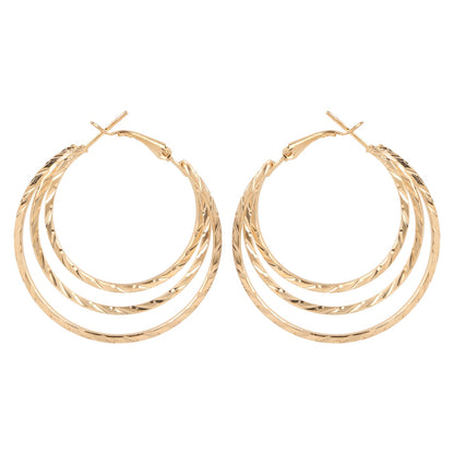 Three Layered Designer Golden Hoop Earring (SJ_622)