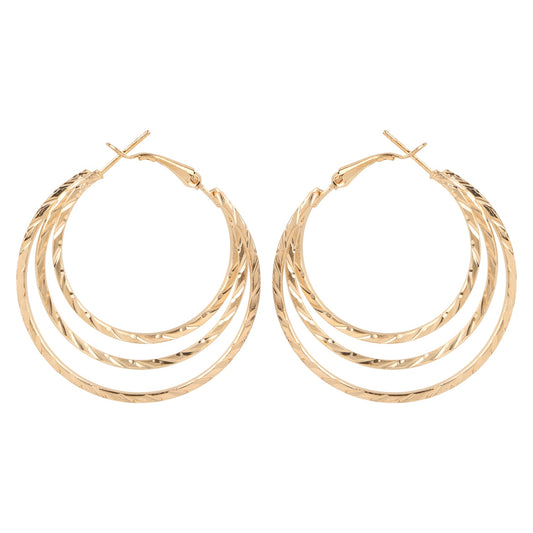 Three Layered Designer Golden Hoop Earring (SJ_622)