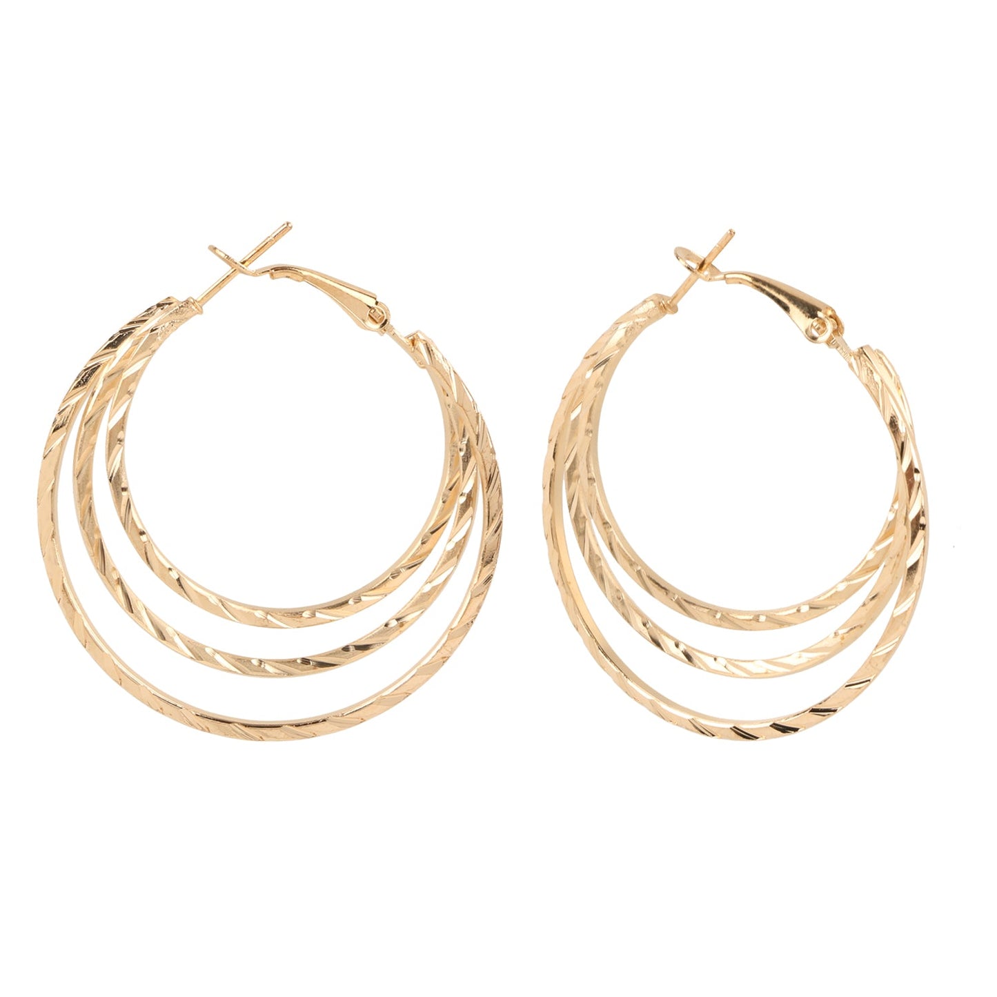 Three Layered Designer Golden Hoop Earring (SJ_622)