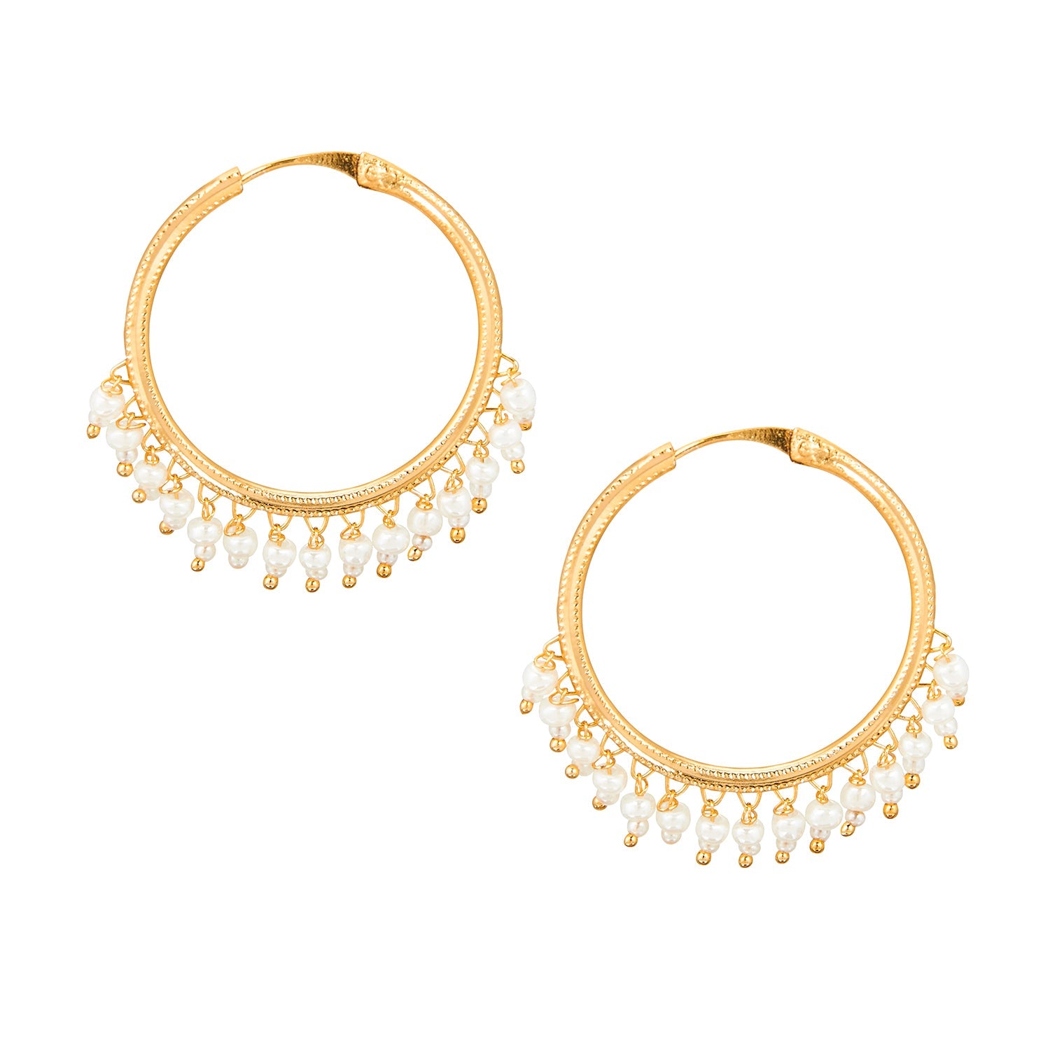Buy quality Charming Rose Gold And Diamond Hoop Bali Earrings in Surat
