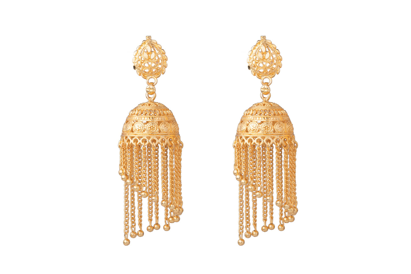 Traditional Gold Designer Jhumki Earrings (SJ_654)