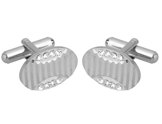 Rhodium Plated Designer Cufflinks For Mens (SJ_7004)