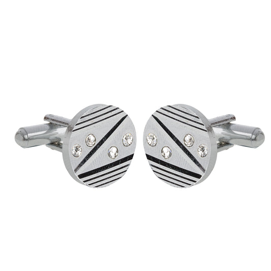 Rhodium Plated Designer Cufflinks For Mens (SJ_7006)