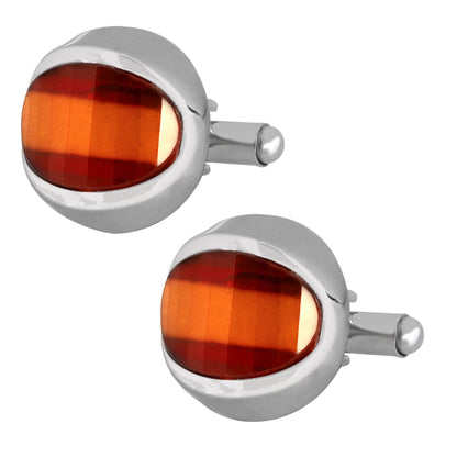 Shining Jewel Rhodium Plated Designer Cufflinks For Men (SJ_7027)