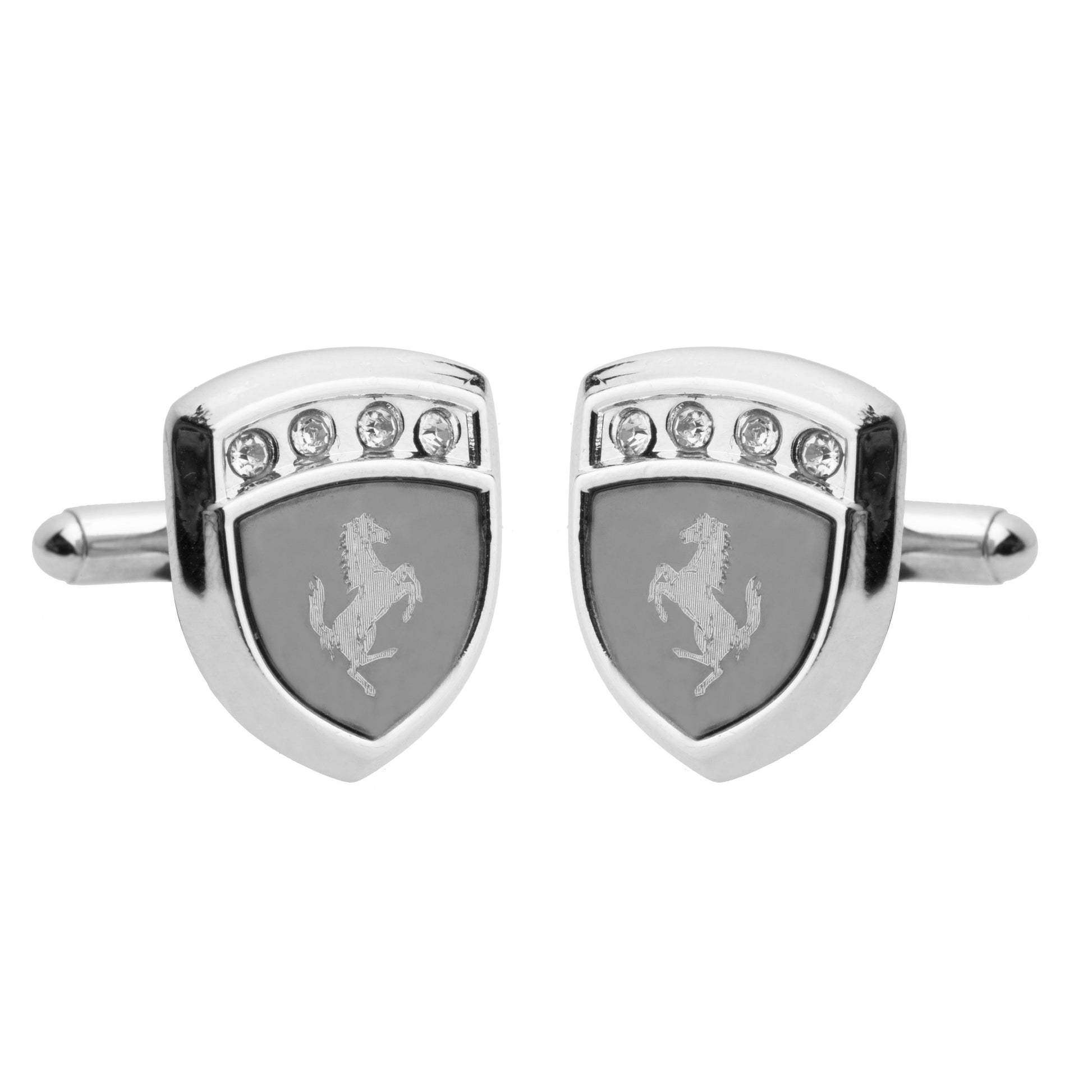 Silver and Rhodium Plated Stallion Cufflinks For Men (SJ_7031) - Shining Jewel