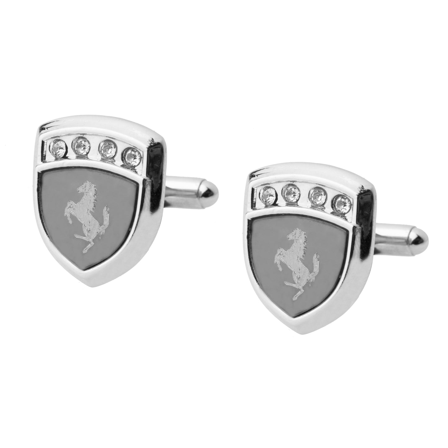 Silver and Rhodium Plated Stallion Cufflinks For Men (SJ_7031)