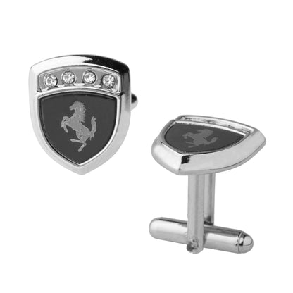 Silver and Rhodium Plated Stallion Cufflinks For Men (SJ_7031)