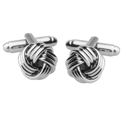 925 Silver Plated Classic Knot Design Cufflinks For Men (SJ_7035) - Shining Jewel