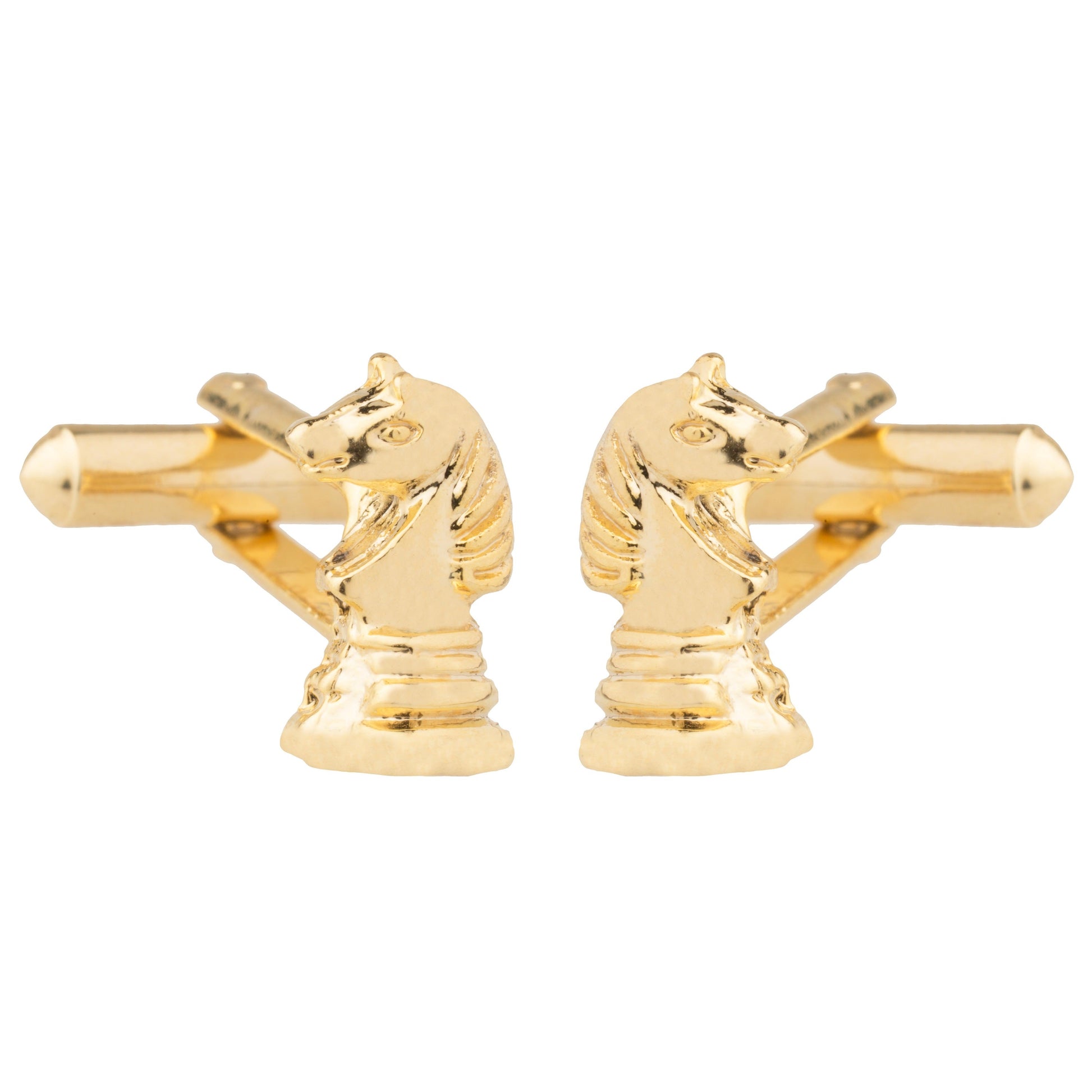 Gold Plated Chessboard Horse Design Fancy Cufflinks For Men (SJ_7047) - Shining Jewel