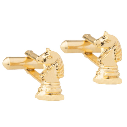 Gold Plated Chessboard Horse Design Fancy Cufflinks For Men (SJ_7047)