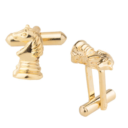 Gold Plated Chessboard Horse Design Fancy Cufflinks For Men (SJ_7047)