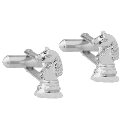 925 Silver Plated Chessboard Horse Design Fancy Cufflinks For Men (SJ_7048)