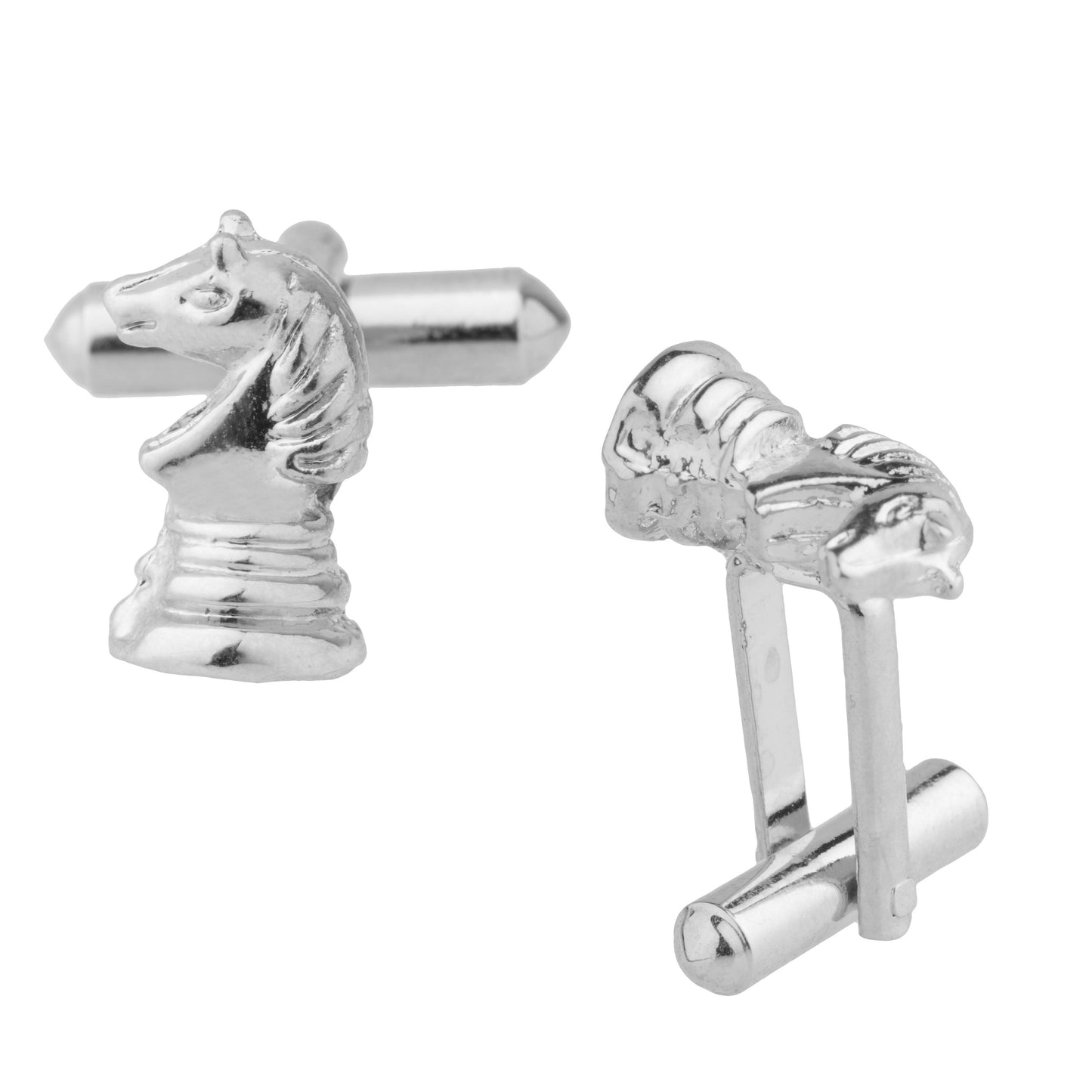 925 Silver Plated Chessboard Horse Design Fancy Cufflinks For Men (SJ_7048)