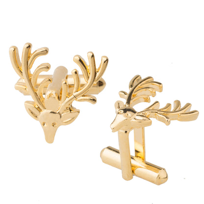 Gold Plated Stag Design Fancy Cufflinks For Men (SJ_7050)