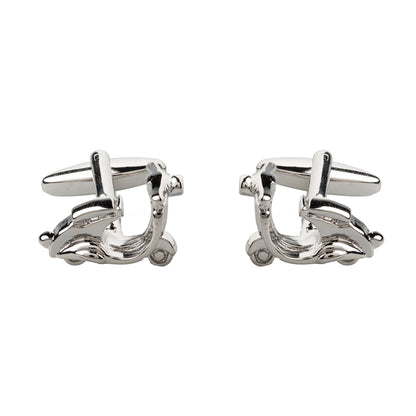 925 Silver Plated Scooter Design Fancy Cufflinks For Men (SJ_7068) - Shining Jewel