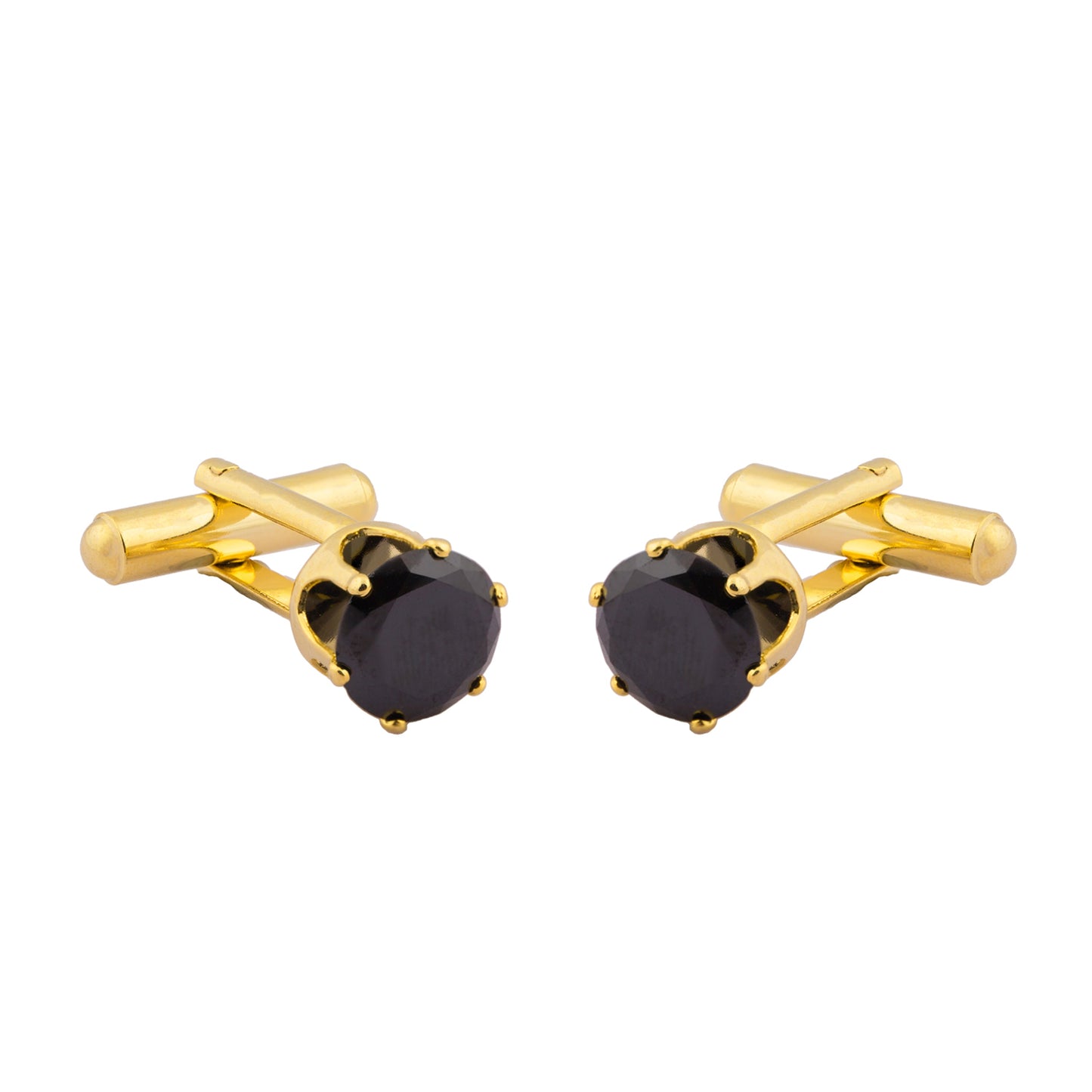 24K Gold Plated Design Fancy American Daimond Cufflinks For Men (SJ_7075) - Shining Jewel