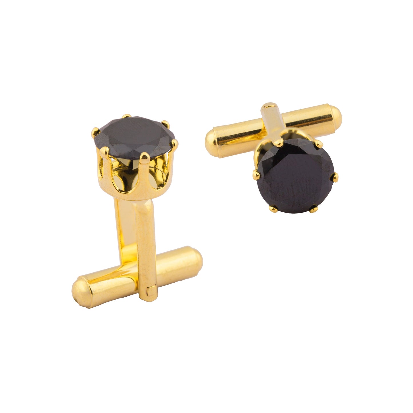 24K Gold Plated Design Fancy American Daimond Cufflinks For Men (SJ_7075) - Shining Jewel