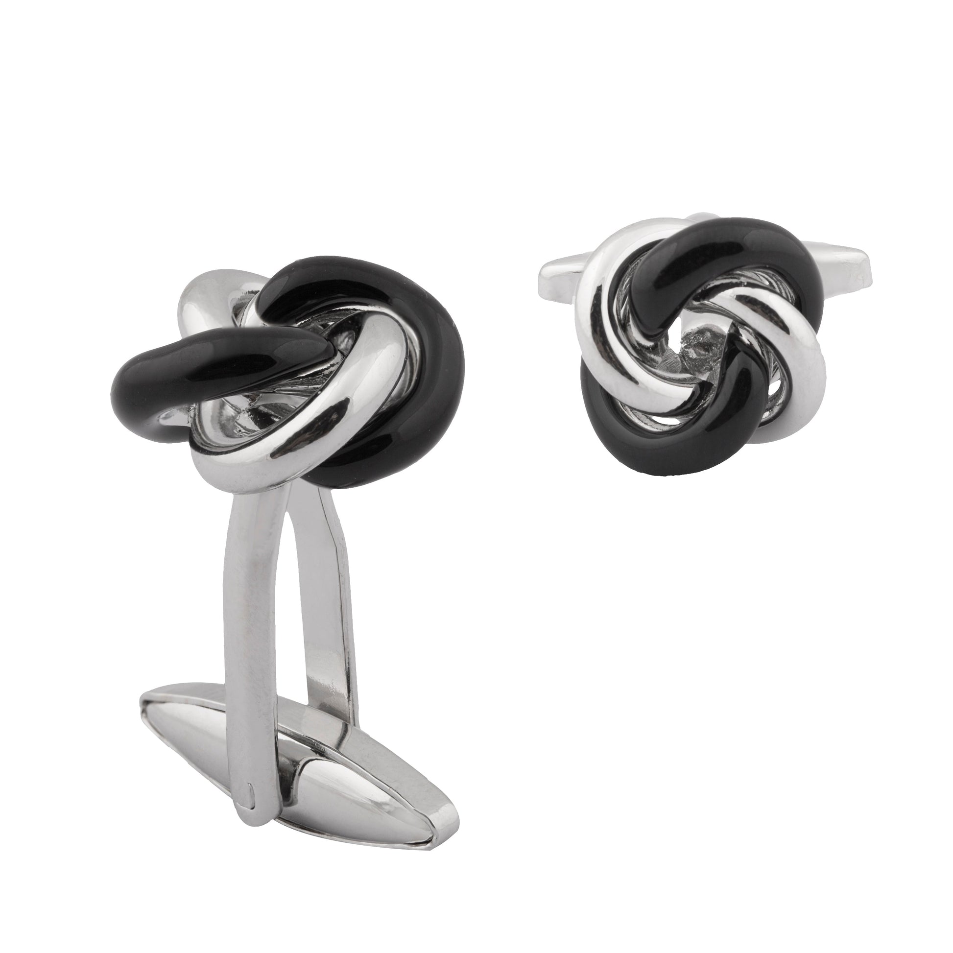 925 Silver Plated Classic Knot Design Cufflinks For Men (SJ_7082) - Shining Jewel