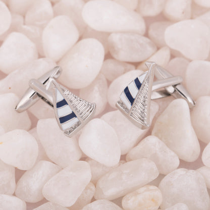 Funky & Stylish Cufflinks for Men - Sail Boat Design (SJ_7083) - Shining Jewel