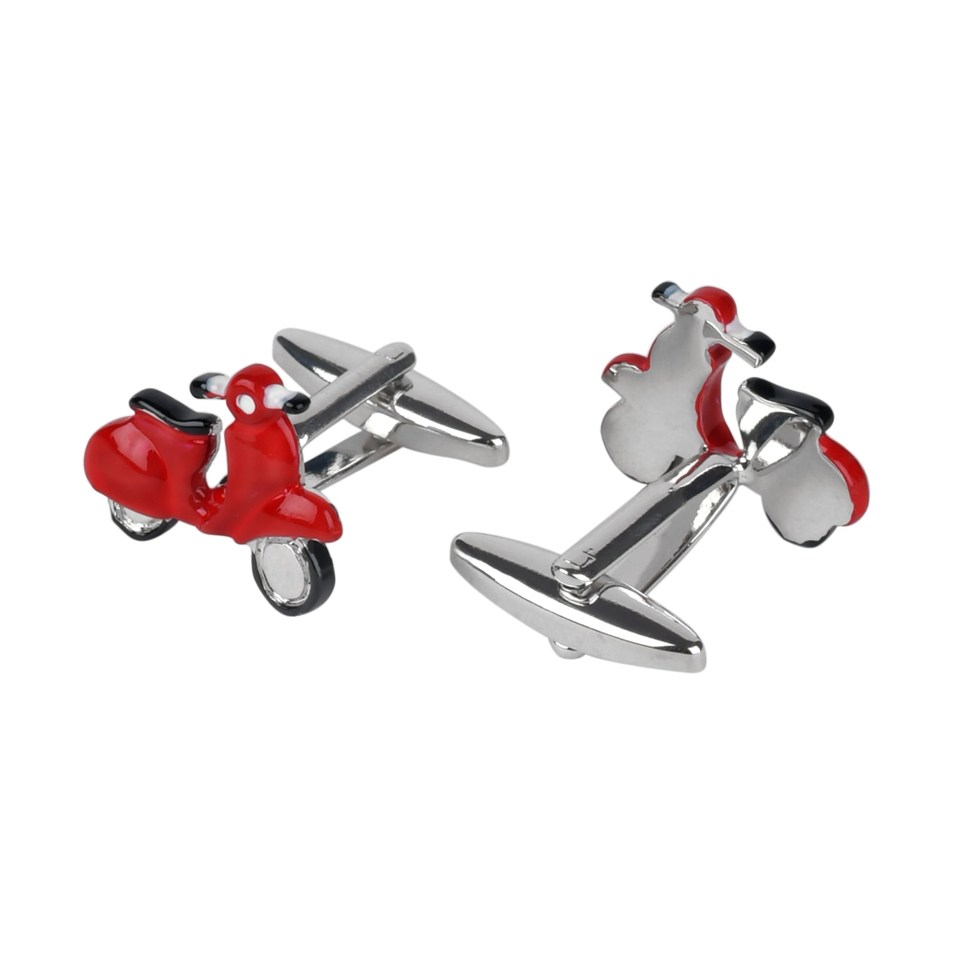 925 Silver Plated Italian Vespa Scooter Design Fancy Cufflinks For Men (SJ_7086) - Shining Jewel