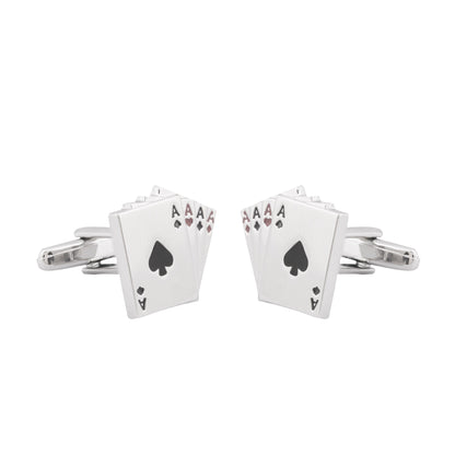 Funky & Stylish Cufflinks for Men - Poker Ace Playing Cards Cufflink Design (SJ_7088) - Shining Jewel