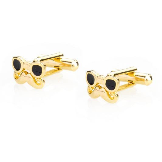 Gold Plated Sunglass & Moustache Stylish Cufflinks for Men (SJ_7093) - Shining Jewel