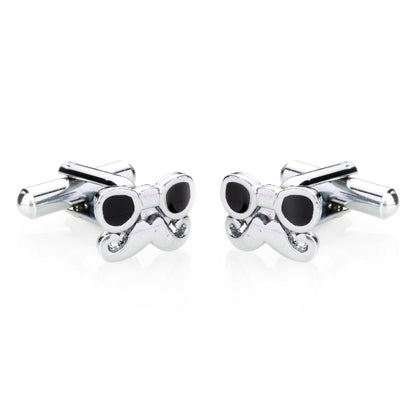 Chrome Plated Sunglass & Moustache Stylish Cufflinks for Men (SJ_7094)