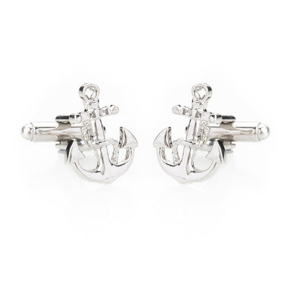 Elegant Fancy and Designer Silver Plated Cufflinks for Men - Anchor Design (SJ_7095) - Shining Jewel