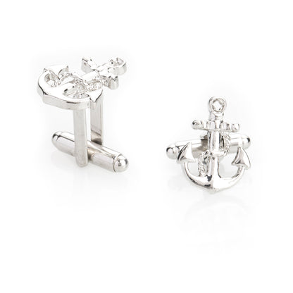 Elegant Fancy and Designer Silver Plated Cufflinks for Men - Anchor Design (SJ_7095) - Shining Jewel