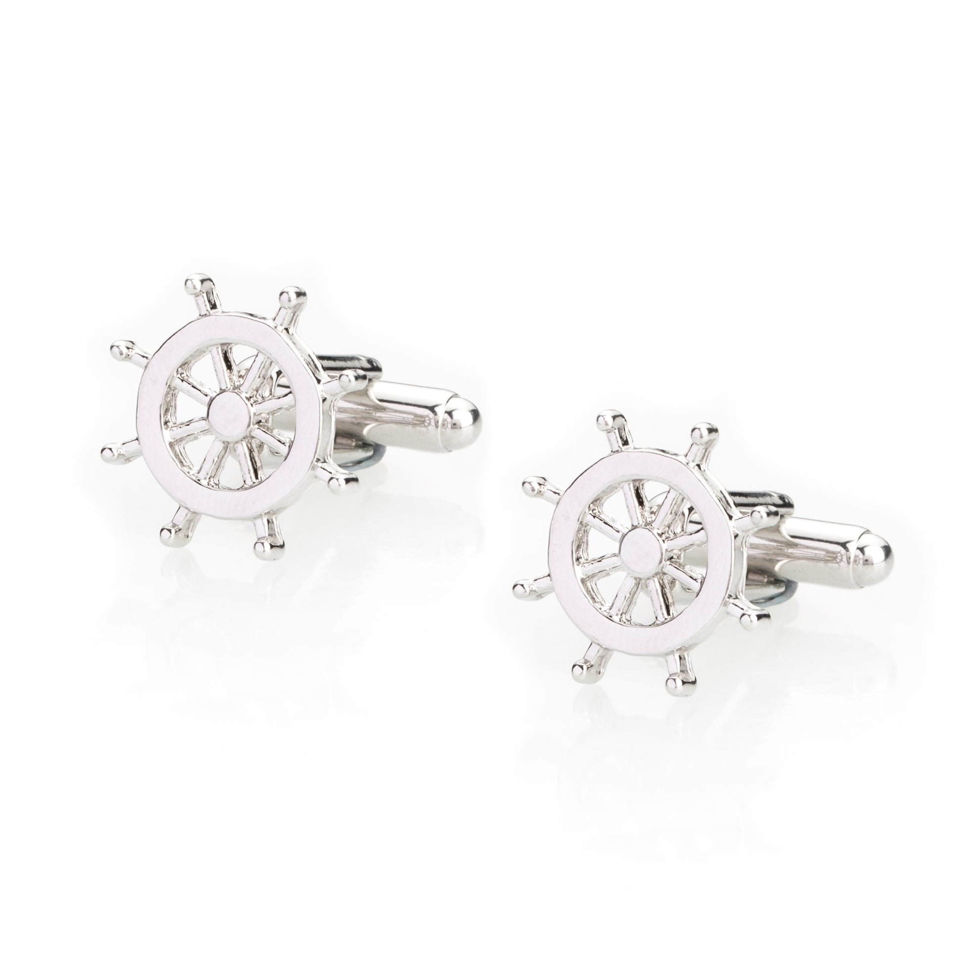 Elegant Fancy and Designer Silver Plated Cufflinks for Men - Sailor Wheel Design (SJ_7096) - Shining Jewel