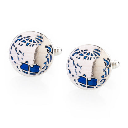 Elegant Fancy and Designer Silver Plated Cufflinks for Men - World Map Design (SJ_7099) - Shining Jewel