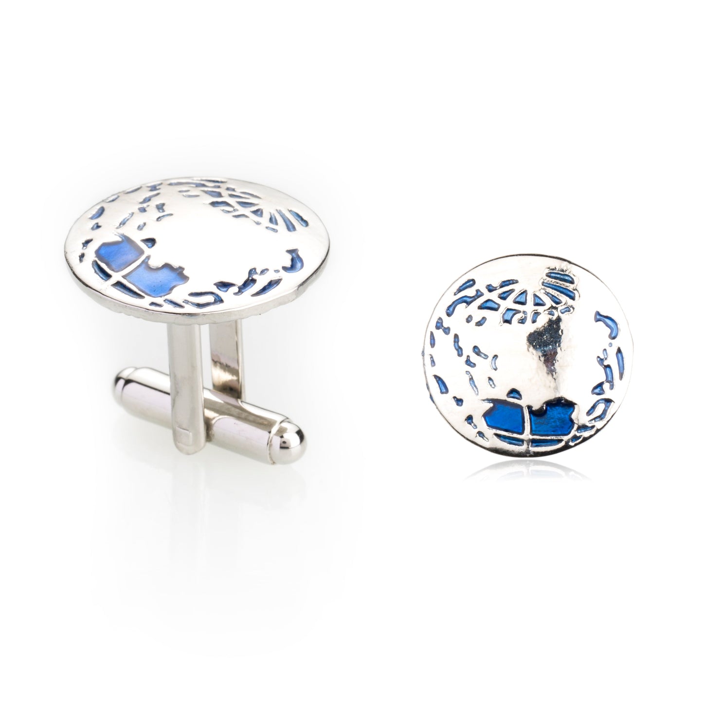 Elegant Fancy and Designer Silver Plated Cufflinks for Men - World Map Design (SJ_7099) - Shining Jewel