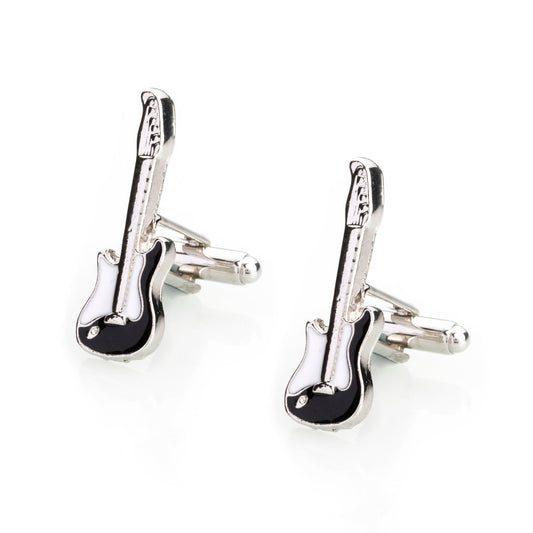 Elegant Fancy and Designer Silver Plated Cufflinks for Men - Guitar Design (SJ_7100) - Shining Jewel