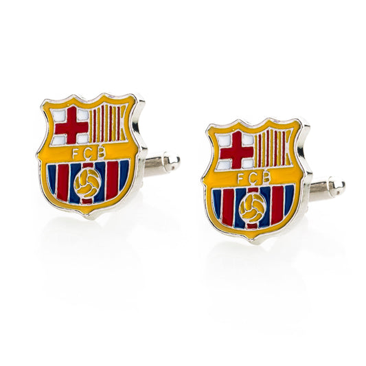 Elegant Fancy and Designer Silver Plated Cufflinks for Men - FC Barcelona Accessories Design (SJ_7104) - Shining Jewel