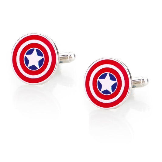 Elegant Fancy and Designer Silver Plated Avenger Cufflinks for Men - Superhero Captain America Design (SJ_7108) - Shining Jewel