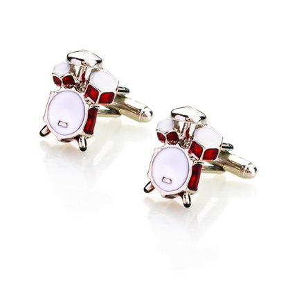 Elegant Fancy and Designer Silver Plated Cufflinks for Men - Drum Kit Design (SJ_7114) - Shining Jewel