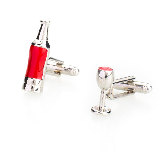 Elegant Fancy and Designer Silver Plated Cufflinks for Men - Wine Bottle Design (SJ_7116) - Shining Jewel