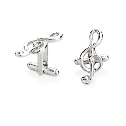 Elegant Fancy and Designer Silver Plated Cufflinks for Men - Music symbol Design (SJ_7117) - Shining Jewel