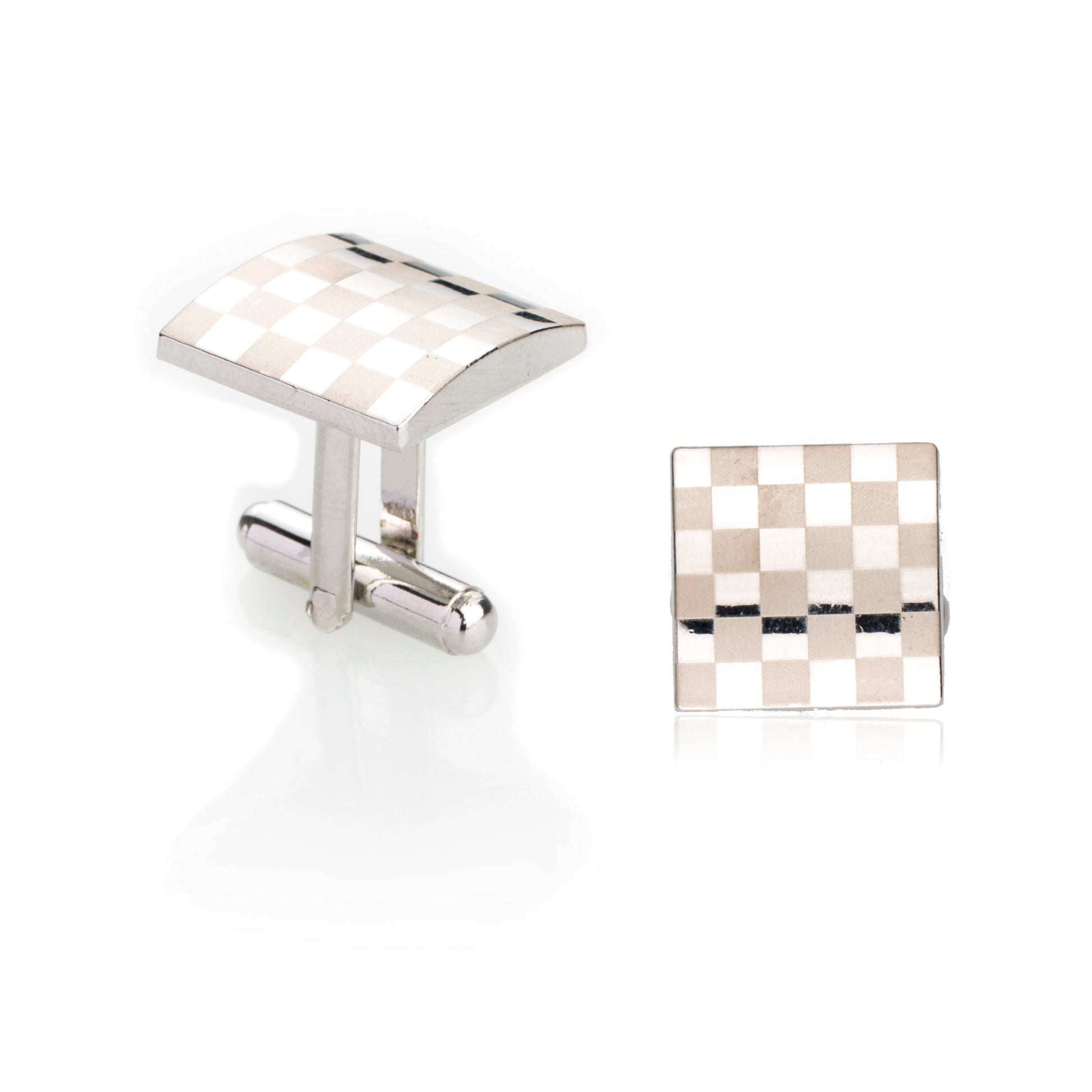 Elegant Fancy and Designer Silver Plated Cufflinks for Men - Elegant Checkered Design (SJ_7118) - Shining Jewel