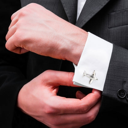 Elegant Fancy and Designer Silver Plated Cufflinks for Men - Aeroplane Design (SJ_7124) - Shining Jewel