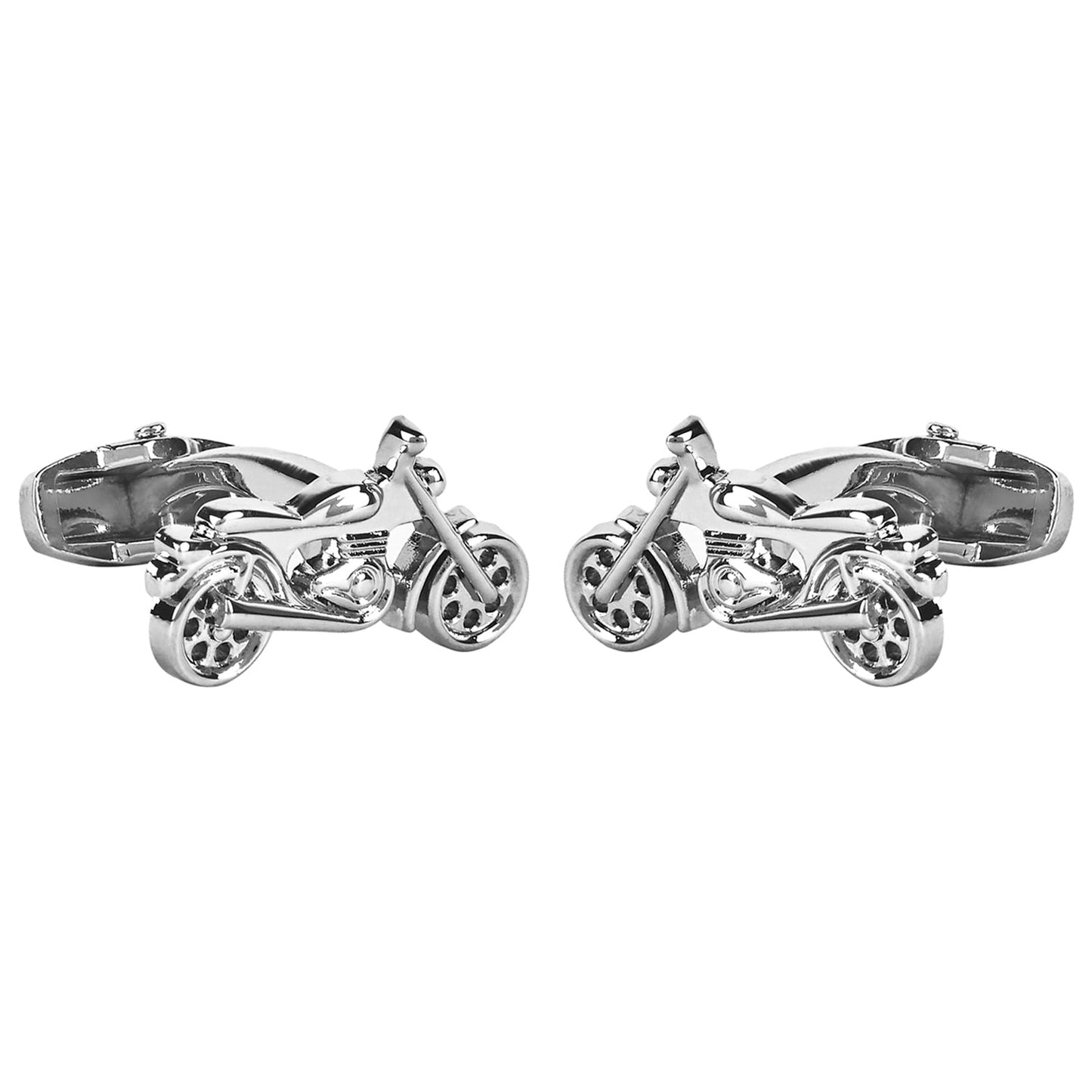 Designer Stylish Street Bike Motorcycle Cruiser Accessories Silver Rodium Plated Cufflinks for Men (SJ_7127) - Shining Jewel