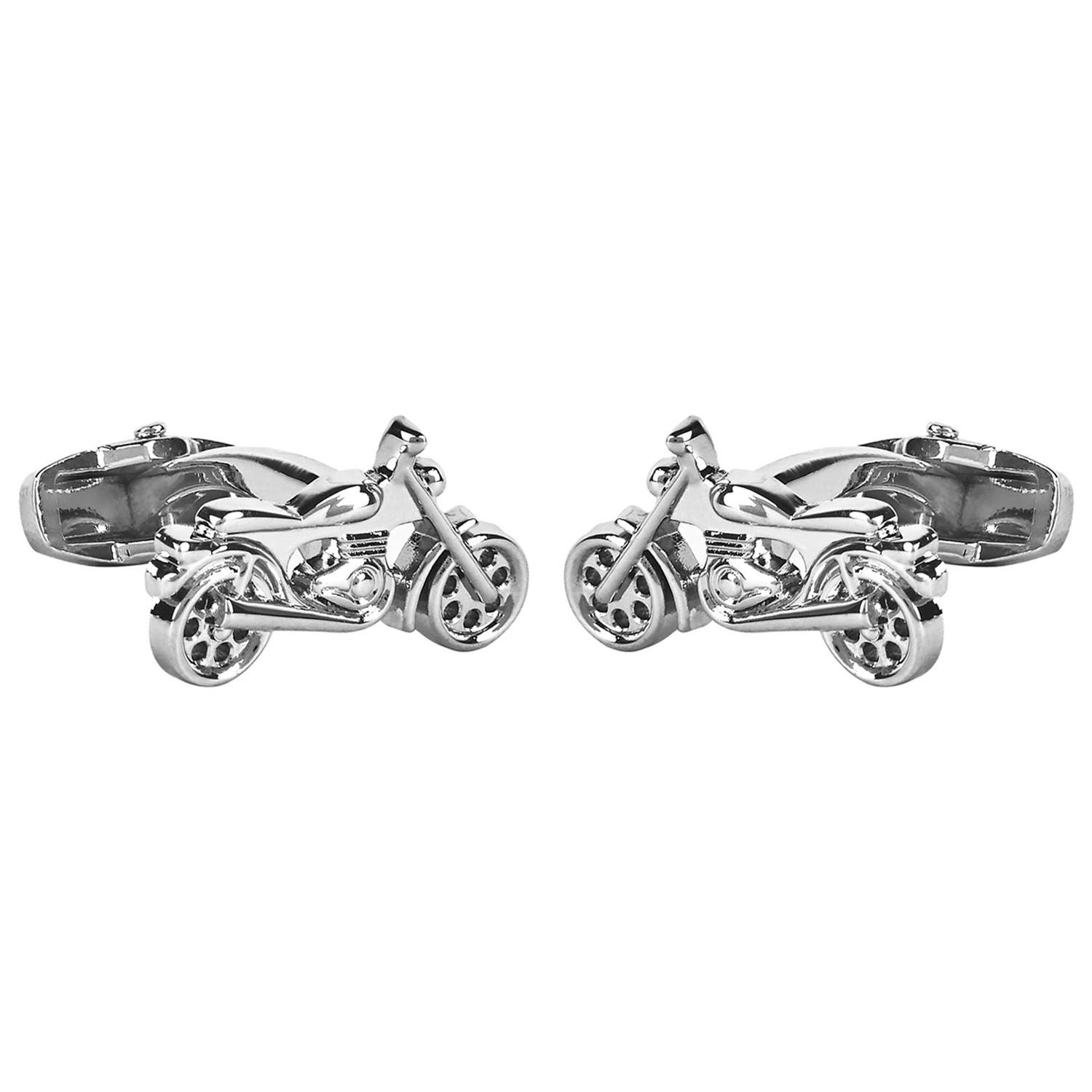 Designer Stylish Street Bike Motorcycle Cruiser Accessories Silver Rodium Plated Cufflinks for Men (SJ_7127) - Shining Jewel