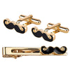 Designer Stylish 3 pcs Accessories Moustache Gold Plated Cufflinks + Tiepin Set for Men (SJ_7128) - Shining Jewel
