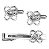Designer Stylish 3 pcs Accessories Formal Elegant Silver Rhodium Plated Cufflinks + Tiepin Set for Men (SJ_7131) - Shining Jewel