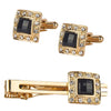 Designer Stylish 3 pcs Accessories Formal Elegant Gold Plated Cufflinks + Tiepin Set for Men (SJ_7132) - Shining Jewel