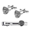 Designer Stylish 3 pcs Accessories Formal Elegant Lion Silver Rhodium Plated Cufflinks + Tiepin Set for Men (SJ_7133) - Shining Jewel