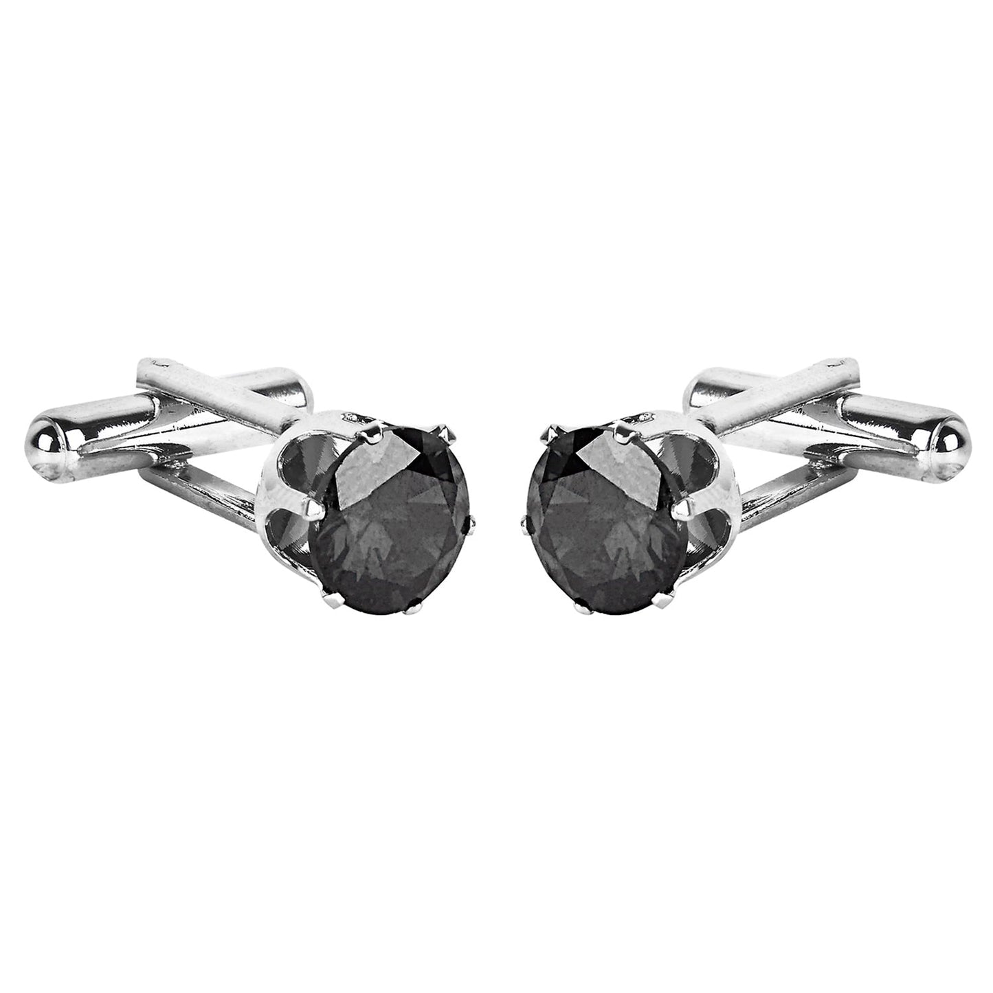 Designer Stylish CZ Zircon Gemstone Studded Accessories Silver Rodium Plated Cufflinks for Men (SJ_7134)