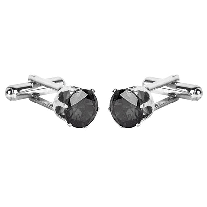 Designer Stylish CZ Zircon Gemstone Studded Accessories Silver Rodium Plated Cufflinks for Men (SJ_7134)