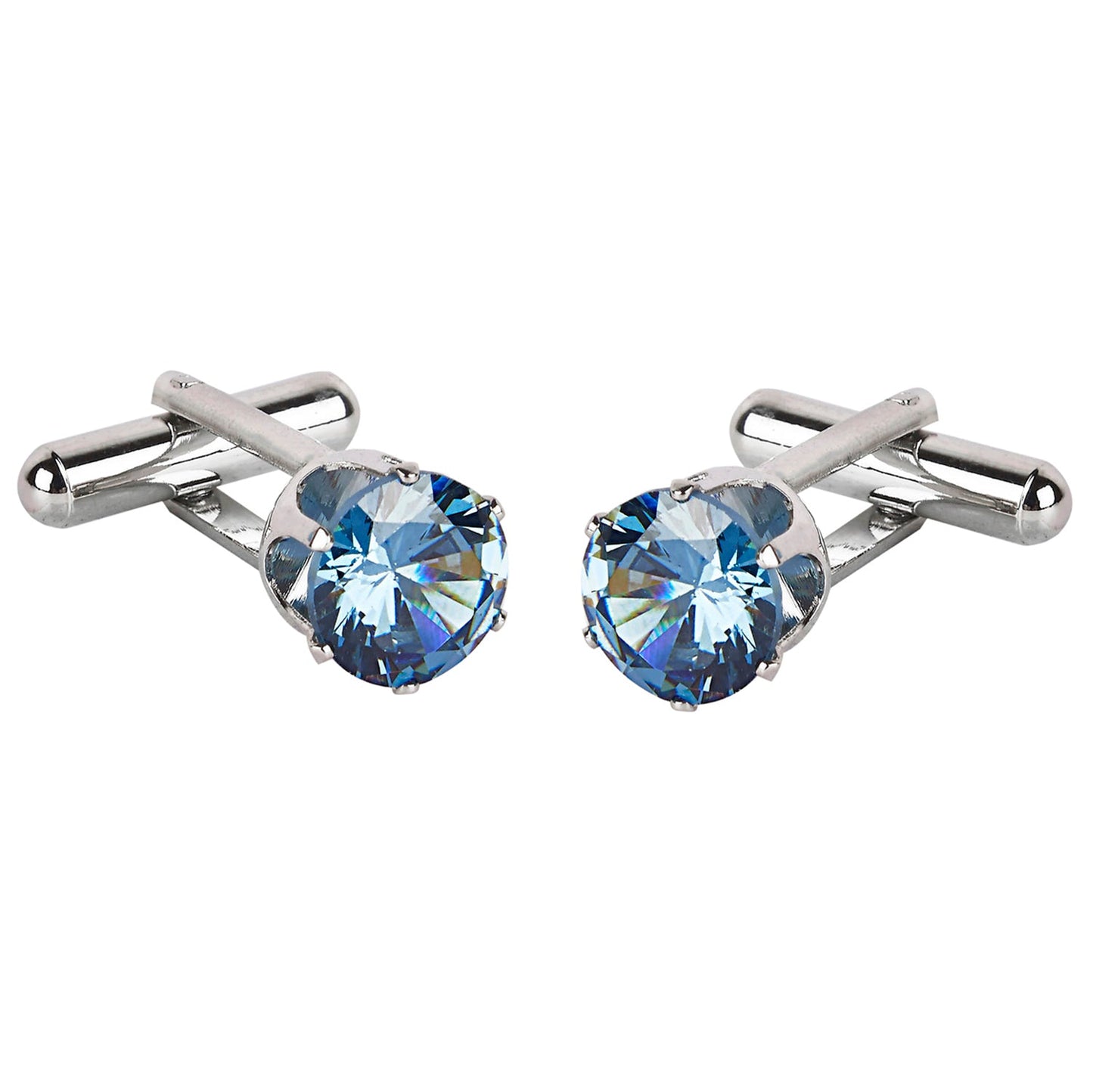 Designer Stylish CZ Zircon Gemstone Studded Accessories Silver Rodium Plated Cufflinks for Men (SJ_7136)