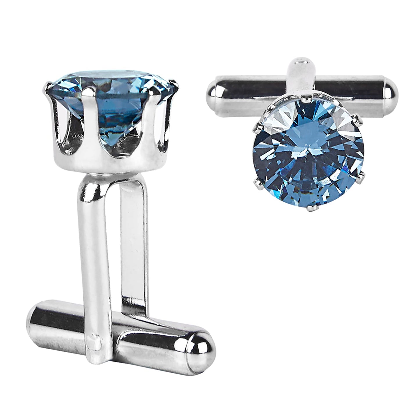 Designer Stylish CZ Zircon Gemstone Studded Accessories Silver Rodium Plated Cufflinks for Men (SJ_7136)